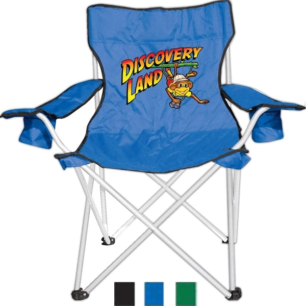 Durable camping folding chair features 250 lb capacity, dual cup holders.... from ASI 34046 Allcasion Travelware Co