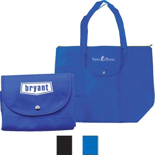 Recyclable foldable zippered tote. Easy storage, foldable to 7" x 5.5".... from ASI 34046 Allcasion Travelware Co