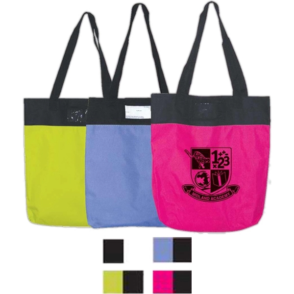 Neon colored tote bag with ID slot on top. Made of... from ASI 34046 Allcasion Travelware Co