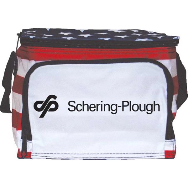 Stars and stripes 600 denier polyester cooler with zippered front pocket.... from ASI 34046 Allcasion Travelware Co