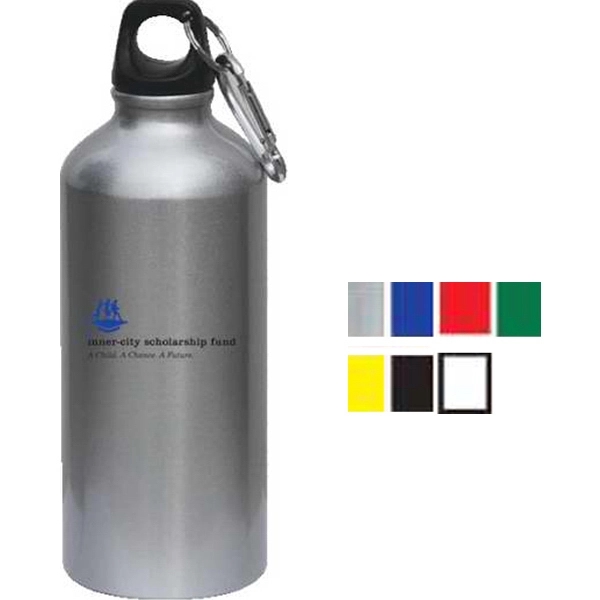 Eco friendly, reusable and recyclable aluminum bottle with cap and carabiner... from ASI 34046 Allcasion Travelware Co