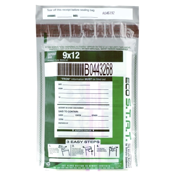 Currency bag with in-line void tape closure. 9" x 12".... from ASI 92480 Uniflex / U F