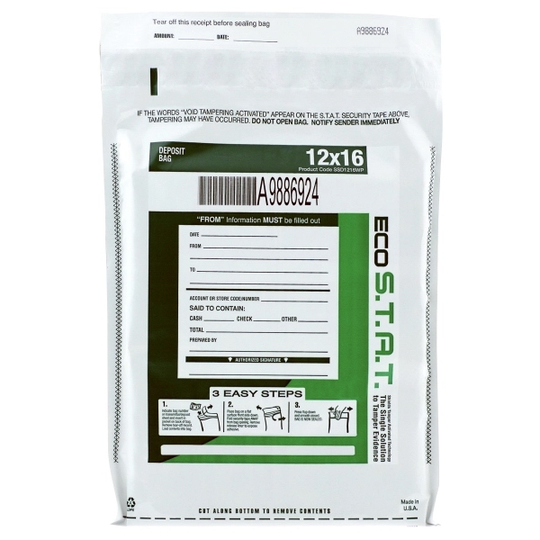 Currency bag with in-line void tape closure. 12" x 16".... from ASI 92480 Uniflex / U F