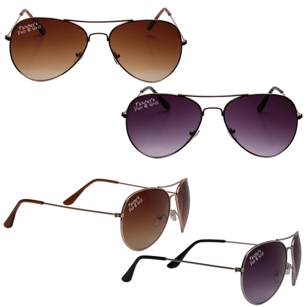 Polycarbonate and metal aviator sunglasses with customization.... from ASI 62190 Illini