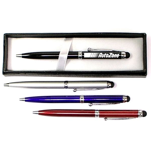 Twist action pen with stylus with gift box... from ASI 74585 Nu Promo International / Nu Promo Line