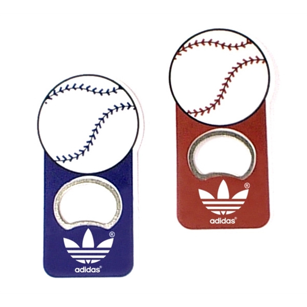 Baseball shape magnetic bottle opener... from ASI 74585 Nu Promo International / Nu Promo Line