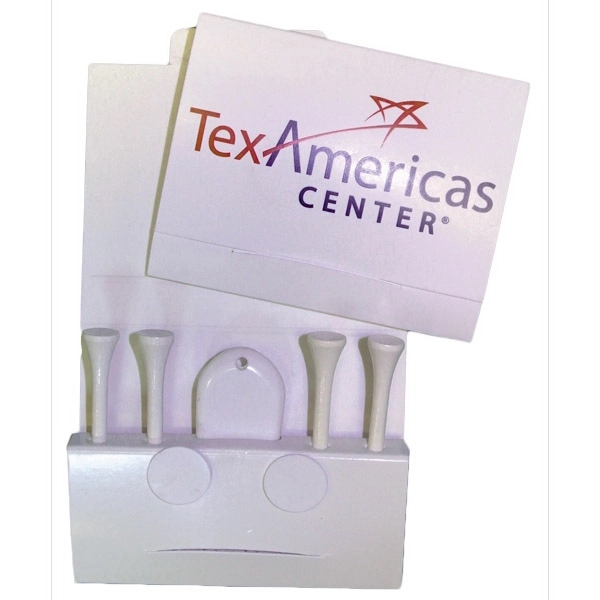 Golf tee matchbook packet with four 2 3/4" tees, 2 markers... from ASI 63500 Jomar Industries Inc / The Tee Line
