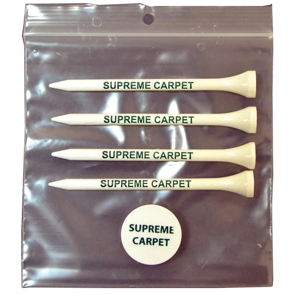 Golf tee poly bag pack with four 3 1/4" golf tees... from ASI 63500 Jomar Industries Inc / The Tee Line
