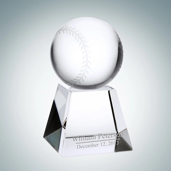Solid crystal baseball award attached on a solid crystal pedestal.... from ASI 47791 Best Deal Awards / Best Deal Awards