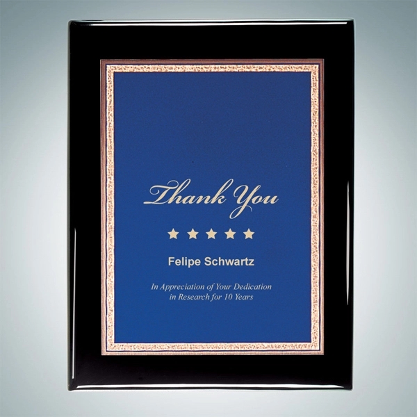 Black royal piano finish plaque with blue victory plate and laser... from ASI 47791 Best Deal Awards