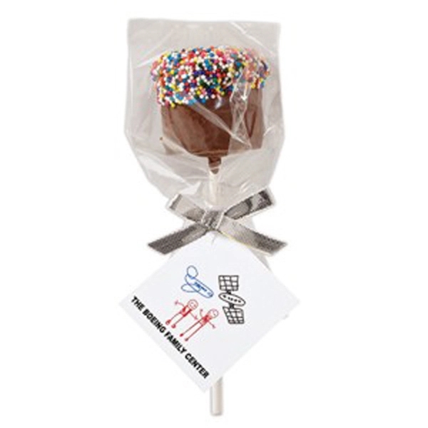 Chocolate covered marshmallow pop that's topped with rainbow nonpareil sprinkles.... from ASI 71685 Midnite Snax®