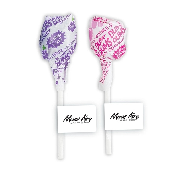 Dum Dums® lollipops with a 4-color process label on the stick.... from ASI 71685 Midnite Snax®