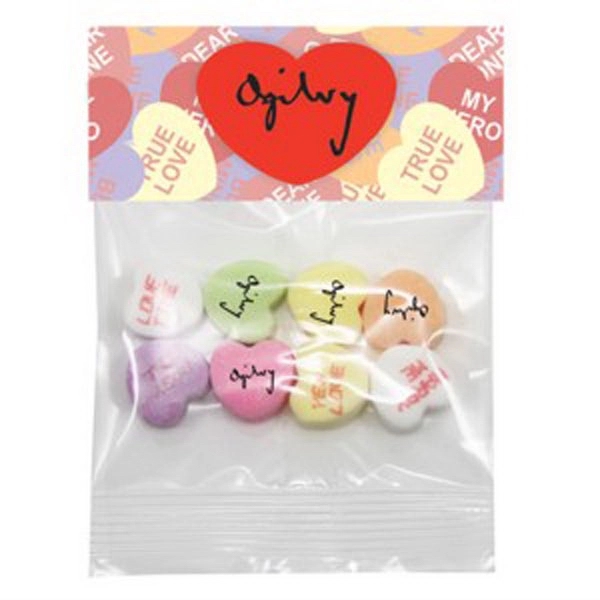 Header bag filled with conversation hearts with 4 custom message and... from ASI 71685 Midnite Snax®
