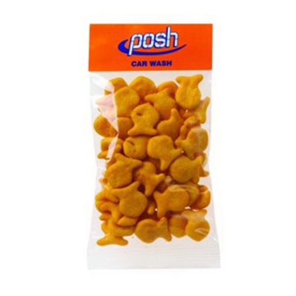 Customizable clear header bag filled with cheddar flavored Goldfish® crackers, 1... from ASI 71685 Midnite Snax®