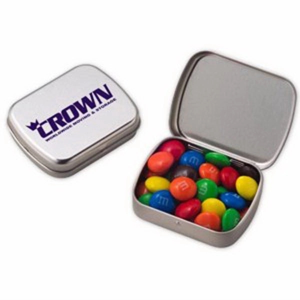 Small hinged tin filled with chocolate candies.... from ASI 71685 Midnite Snax®