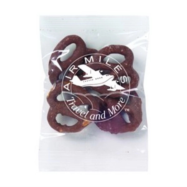 Clear cellophane bag filled with chocolate covered pretzels... from ASI 71685 Midnite Snax®