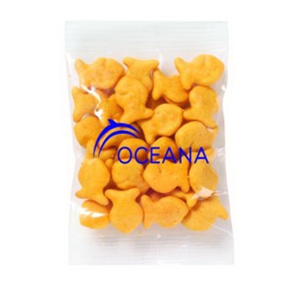 Clear cellophane bag filled with cheddar flavor Goldfish® crackers... from ASI 71685 Midnite Snax®