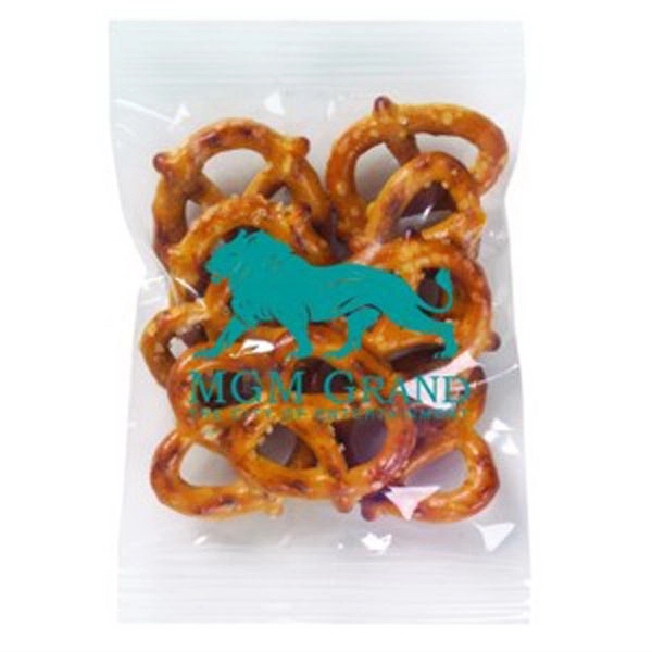 Clear cellophane bag filled with miniature pretzels... from ASI 71685 Midnite Snax®