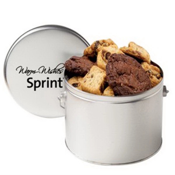 Half-gallon tin filled with 16 gourmet cookies. Cookies have a 2... from ASI 71685 Midnite Snax®
