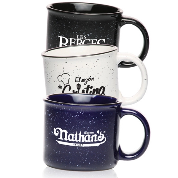Ceramic 13 oz. camper / campfire coffee mug.... from ASI 39552 BEL Promo