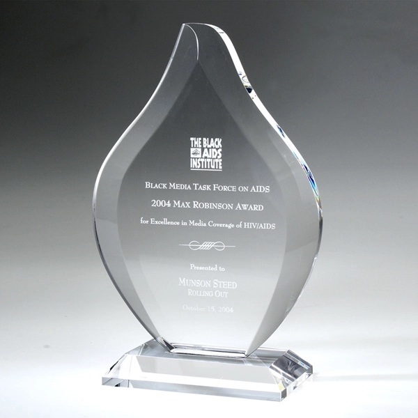 Awards-9-1/2" Flame optical crystal award/trophy.... from ASI 41511 Brainchild USA Inc / BrainChild Gift Club