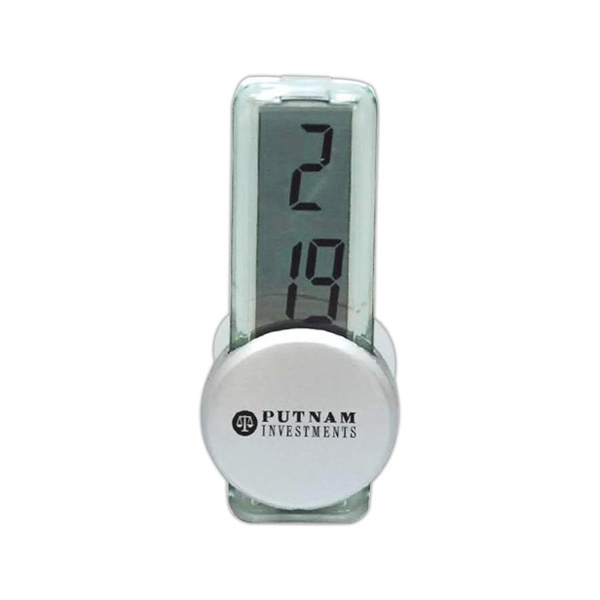 Clear LCD suction clock with attractive matte silver display.... from ASI 40544 Binaco / Binaline