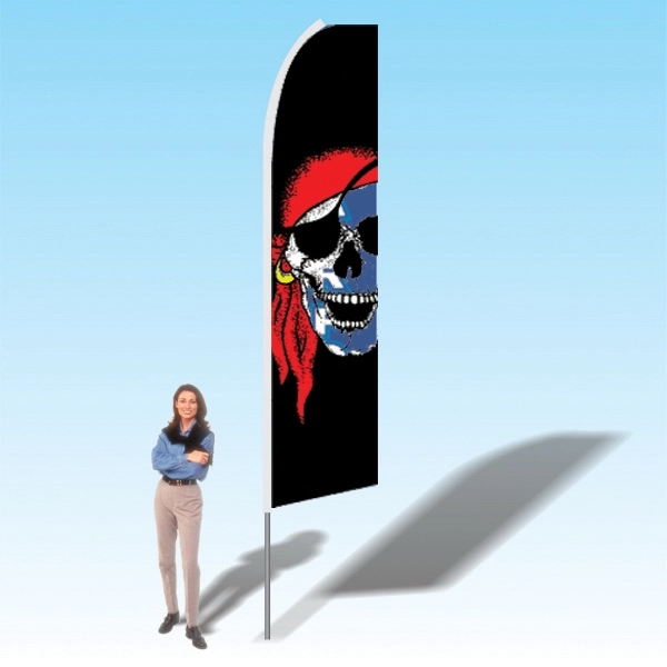 Advertising banner flag package with 15 foot pole, pirate/jolly roger themed... from ASI 30442 Above & Beyond Advertising Products / PromoAdLine