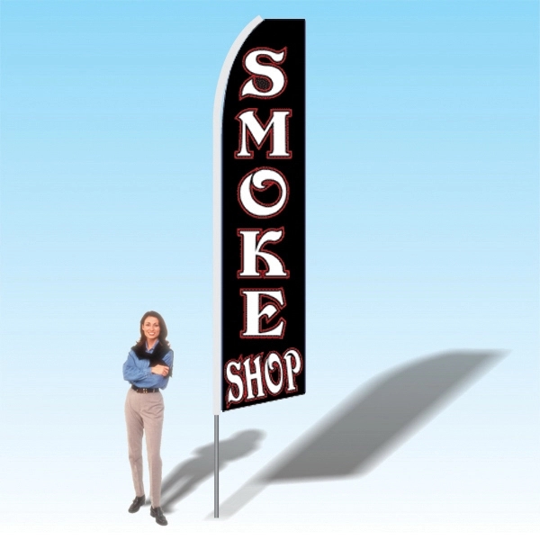 Advertising banner flag package with 15 foot pole, smoke shop themed... from ASI 30442 Above & Beyond Advertising Products / PromoAdLine