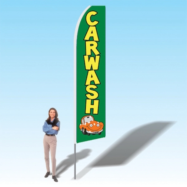 Advertising banner flag package with 15 foot pole, car wash themed... from ASI 30442 Above & Beyond Advertising Products / PromoAdLine