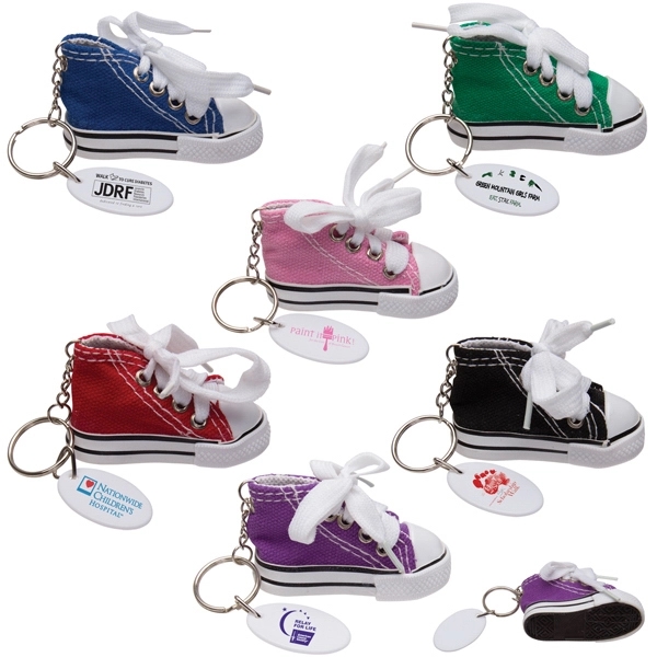 Sneaker-shaped keychain in various colors with a white trim.... from ASI 62190 Illini