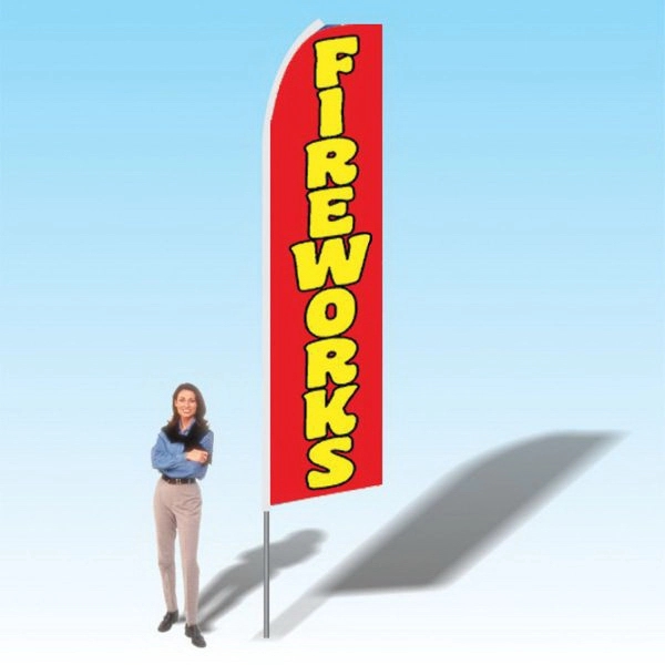 Advertising banner flag package with 15 foot pole, fireworks themed printed... from ASI 30442 Above & Beyond Advertising Products / PromoAdLine