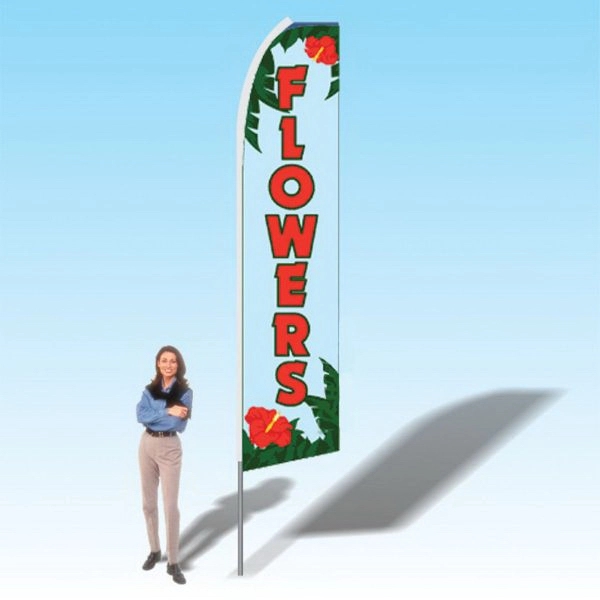 Advertising banner flag package with 15 foot pole, flowers themed printed... from ASI 30442 Above & Beyond Advertising Products / PromoAdLine