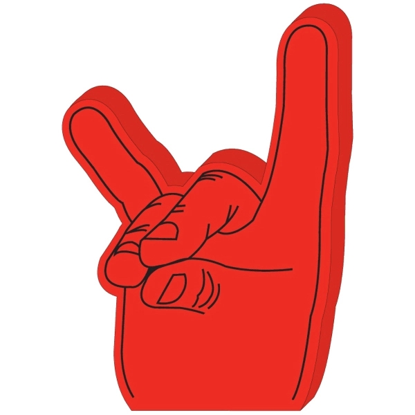Open cell foam hand shape cheering novelty with stock outline design.... from ASI 54886 Foamworx / FoamWorx