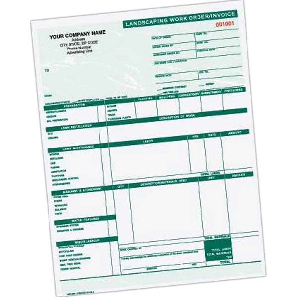 One part landscaping work order and invoice form.... from ASI 52493 Ennis Inc