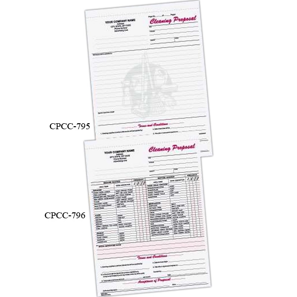 Three part carbonless janitorial cleaning proposal form.... from ASI 52493 Ennis Inc