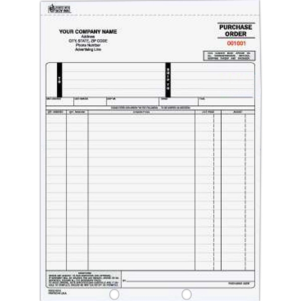 Carbonless purchase order form, 8 1/2" x 11".... from ASI 52493 Ennis Inc