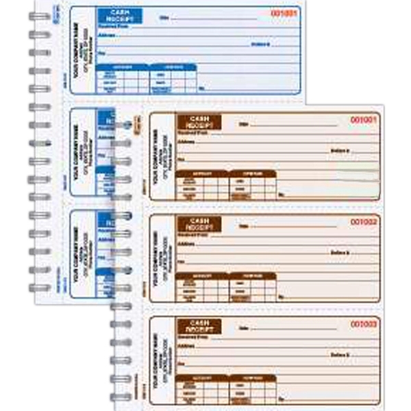 Carbonless 3 part cash receipt book with wire binding, 2 3/4"... from ASI 52493 Ennis Inc