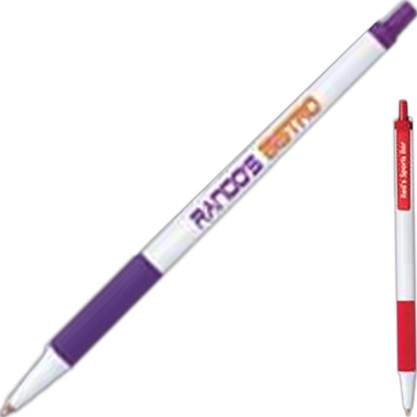 Retractable ballpoint pen with grip and trim, white barrel.... from ASI 52493 Ennis Inc