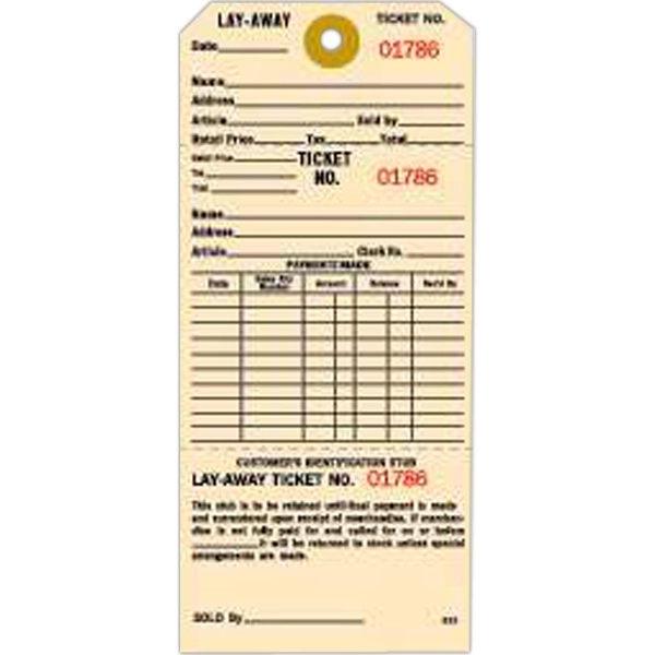 Pre-strung, one part manila layaway tag, blank.... from ASI 52493 Ennis Inc