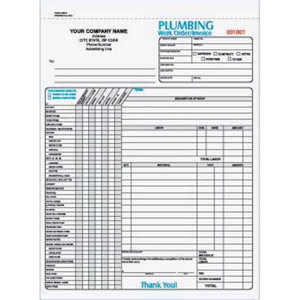 Carbonless plumbing work order form with 3 parts.... from ASI 52493 Ennis Inc