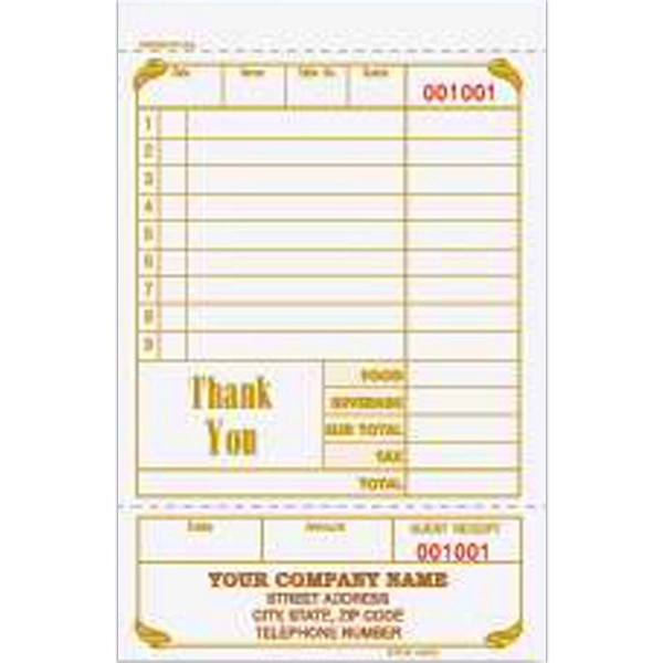 Carbonless restaurant guest check with customer receipt, 4 1/4" x 6... from ASI 52493 Ennis Inc