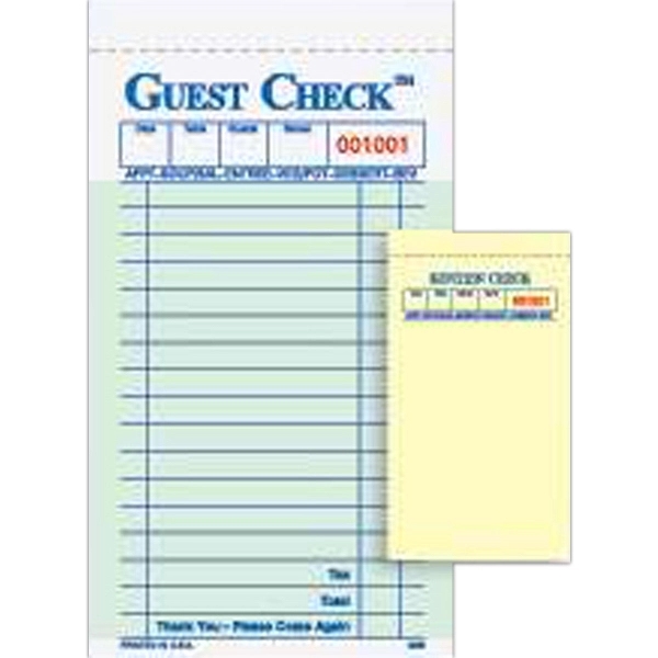 Carbonless restaurant guest check with 2 parts, blank.... from ASI 52493 Ennis Inc