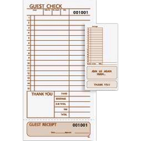 Carbonless restaurant guest check with three parts, blank.... from ASI 52493 Ennis Inc
