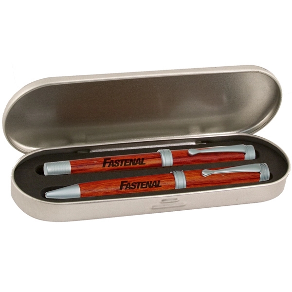 Rosewood ballpoint pen and roller ball combination pen set.... from ASI 31570 Advantage Industries / AdVantage Line®