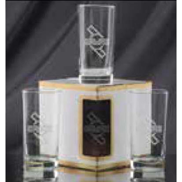 Set of four premium deluxe 12-ounce beverage glasses in gold-trimmed presentation... from ASI 71920 Moderne Glass Company Inc / Glass America®