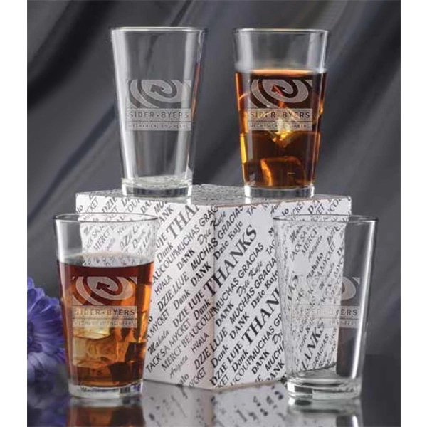 Set of four, 16-ounce mixing glasses in "Thank You" gift box.... from ASI 71920 Moderne Glass Company Inc / Glass America®