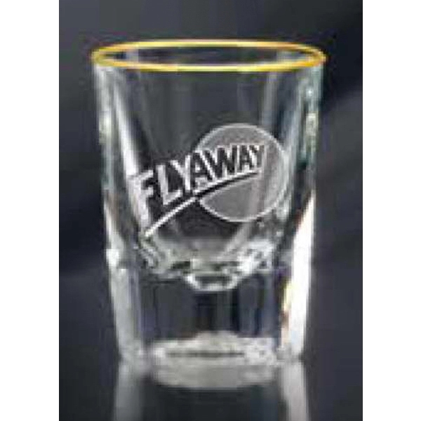 2 oz. shot glass with fluted design and deep etch imprint.... from ASI 71920 Moderne Glass Company Inc / Glass America®