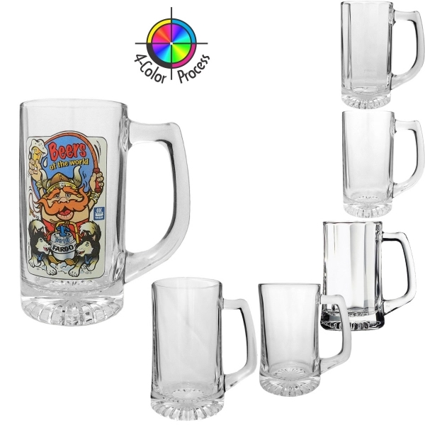 Clear Glass Tankard, full color process. 4 color process, star bottom,... from ASI 80093 Pyrographics / Pyrographics Line