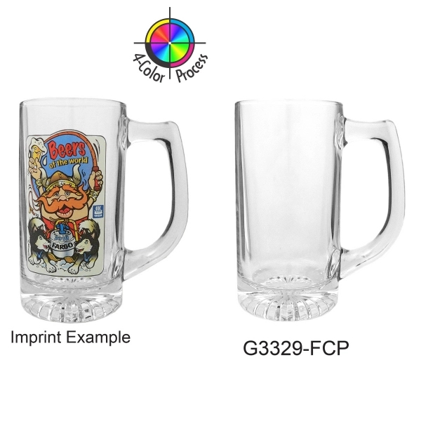 Clear Glass Tankard, full color process. 4 color process, star bottom,... from ASI 80093 Pyrographics / Pyrographics Line