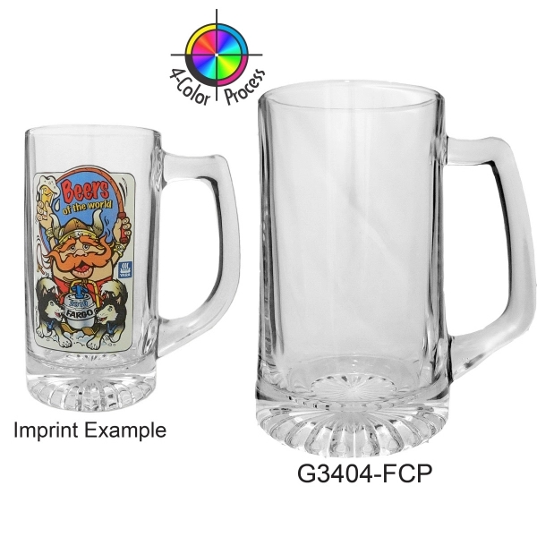 Clear Glass Tankard, full color process. 4 color process, star bottom,... from ASI 80093 Pyrographics / Pyrographics Line